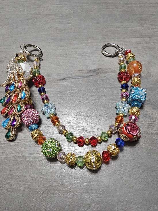 Accessories - Colorful Multicolor Beaded Statement Bagcharm